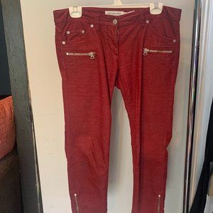 Isabel Marant Étoile Red Corduroy Pants w/ Zipper Details US 8